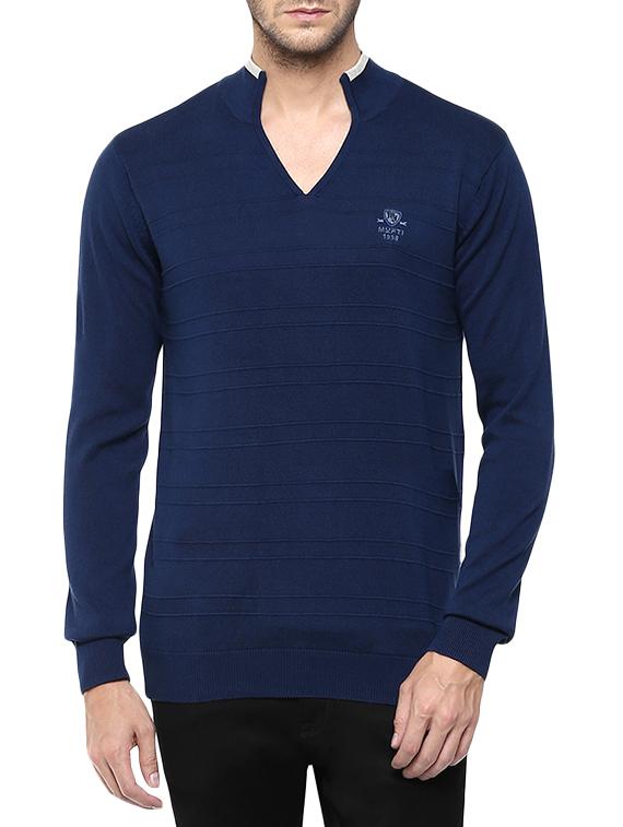 solid navy blue cotton pullover - 13064445 - Zoom Image - 0