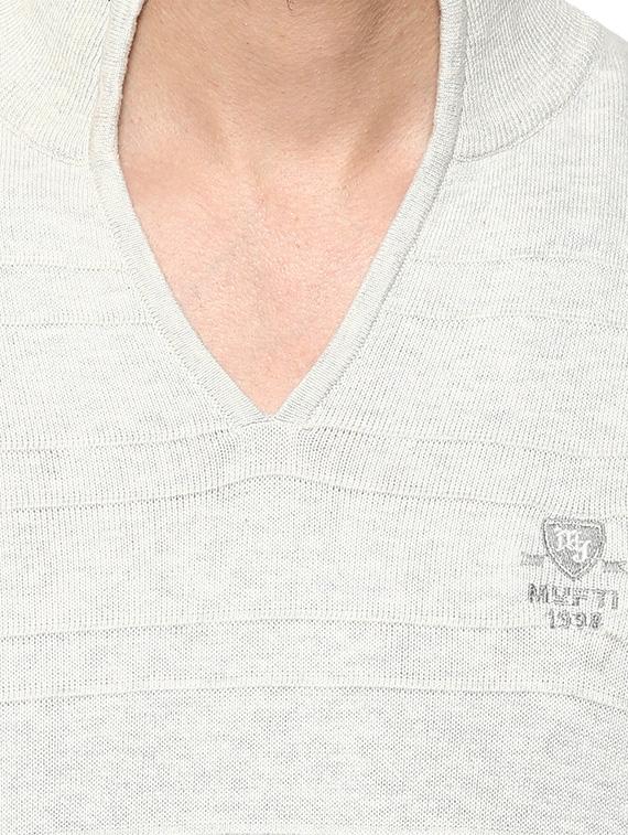 off white melange cotton pullover - 13064446 - Standard Image - 3