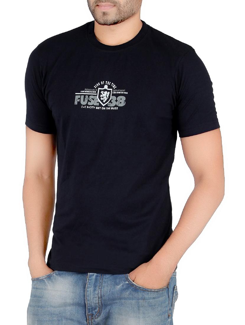 black cotton chest print t-shirt - 13066739 - Zoom Image - 0