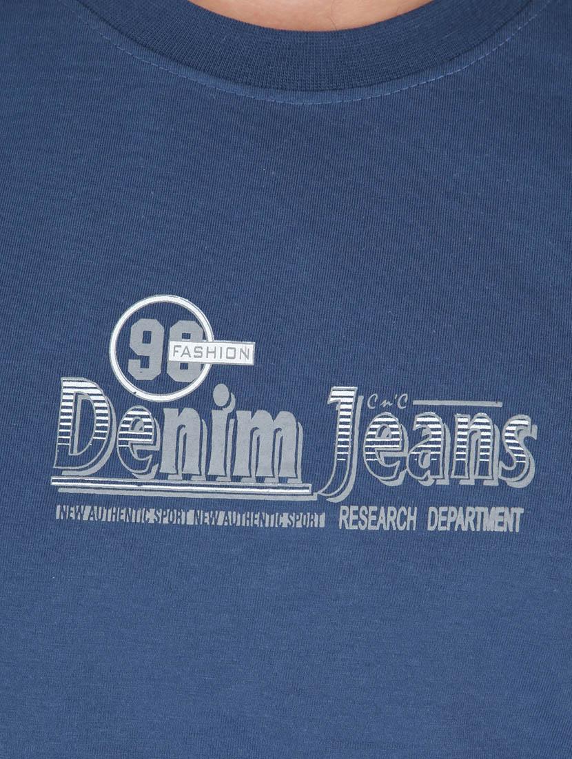 navy blue cotton printed t-shirt - 13066741 - Standard Image - 3
