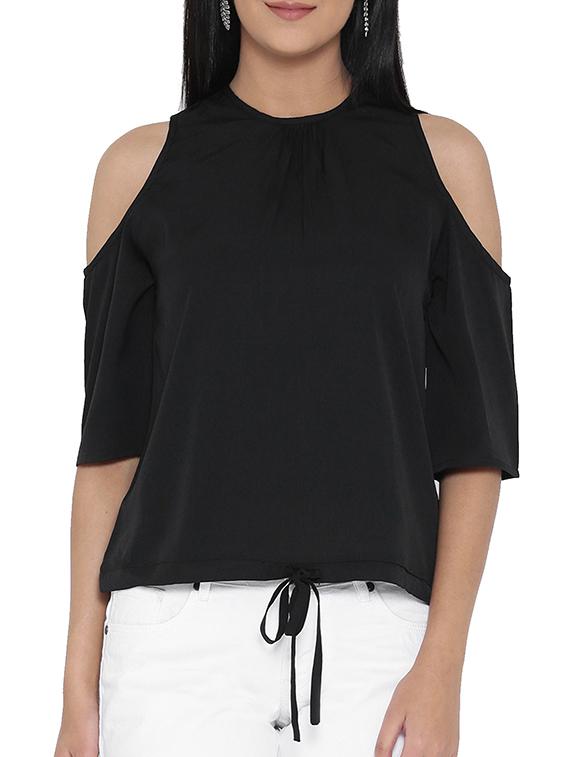 black polyester regular top - 13069301 - Zoom Image - 0