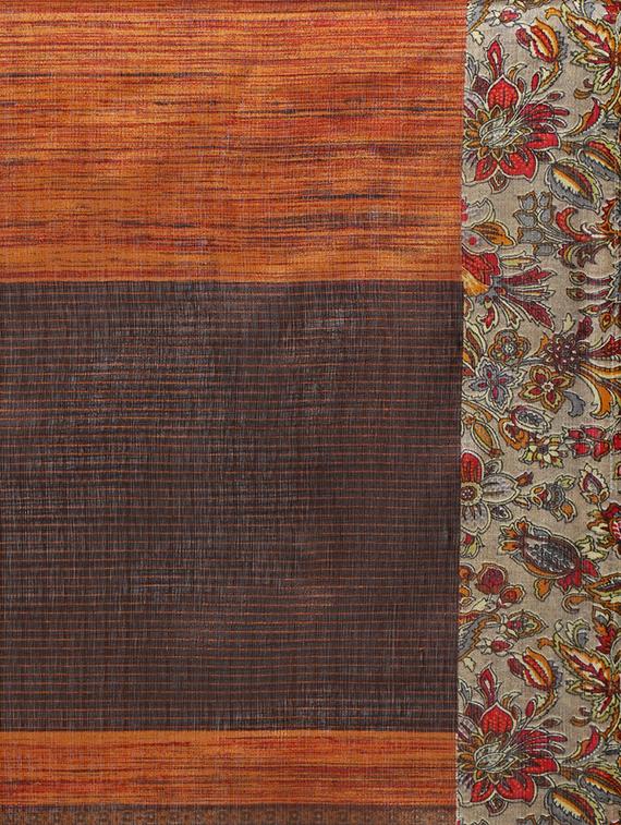 orange silk tussar saree with blouse - 13081534 - Standard Image - 3