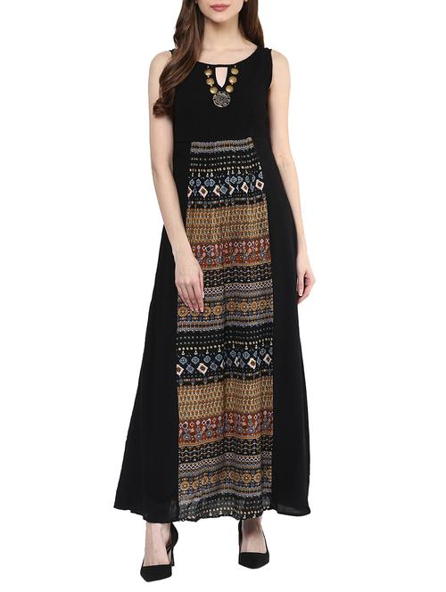 black rayon maxi dress - 13081881 -  Standard Image - 0