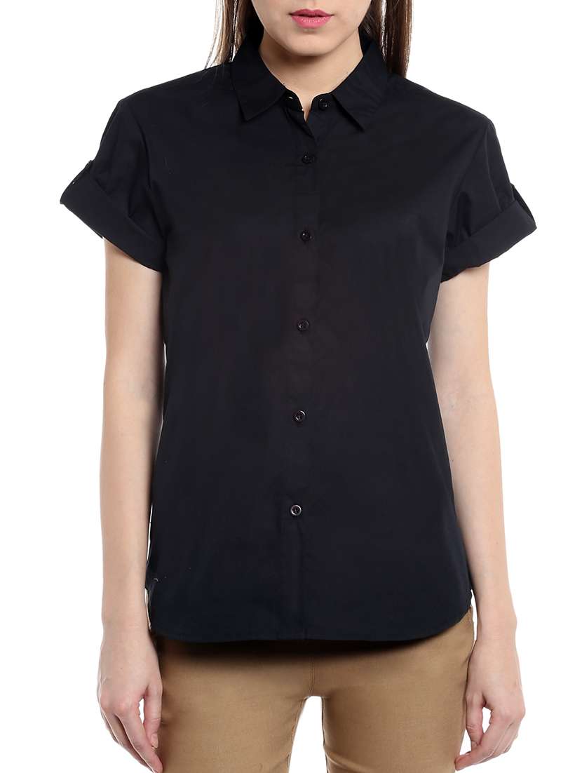 black cotton regular shirt
