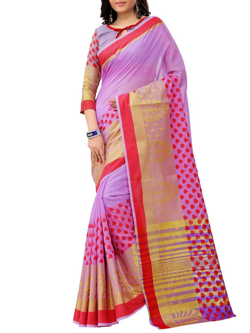 purple cotton chanderi saree with blouse