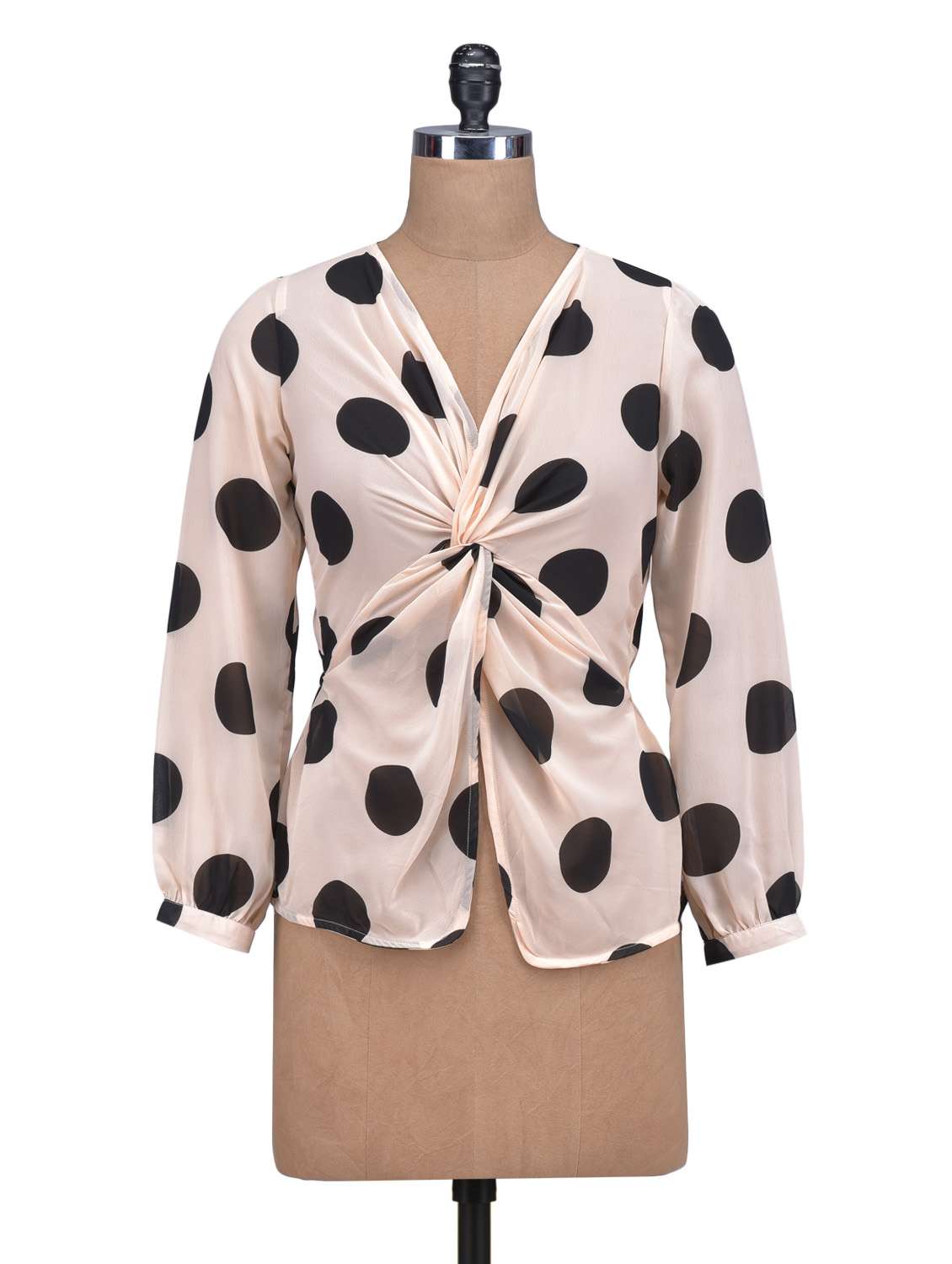 pale peach polka dot knot top - 1308987 - Zoom Image - 0