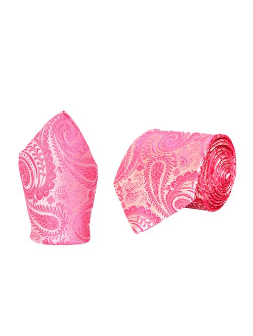 pink micro fiber tie and a pocket square - 13092442 - Standard Image - 0