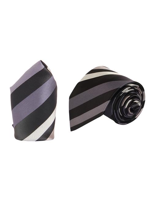grey micro fiber tie and a pocket square - 13092537 -  Standard Image - 0