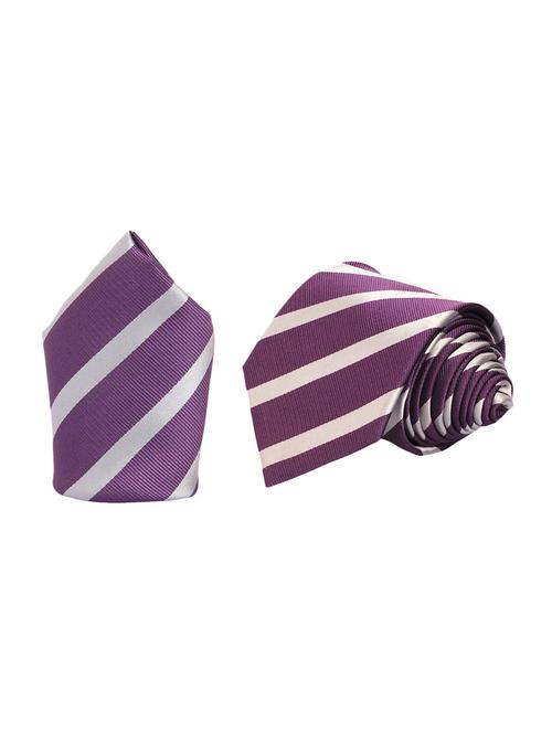 purple micro fiber tie and a pocket square - 13092541 - Standard Image - 0