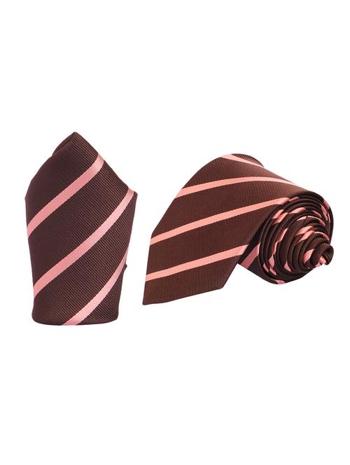 brown micro fiber tie and a pocket square - 13092548 - Standard Image - 0