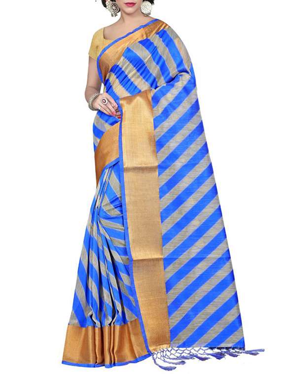 blue silk saree with blouse