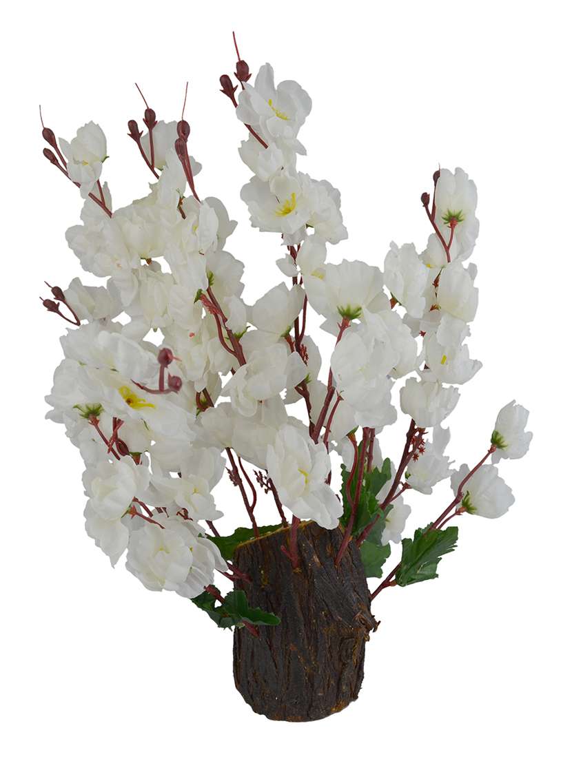Thefancymart Artificial Flower Blossom Arrangement (size 12 inchs/30 cms) in Natural Wood - 1176