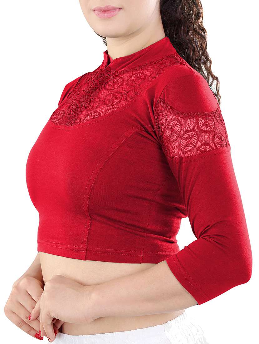 red  lace blouse