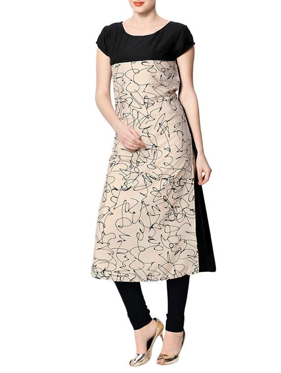 multi crepe straight kurta