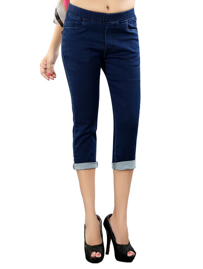 blue denim capri