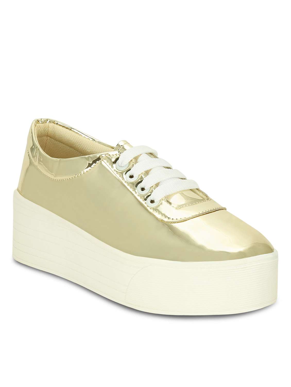 gold faux leather plimsolls sneakers