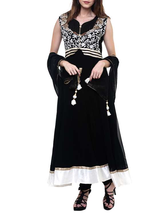 black georgette embroidered anarkali suit