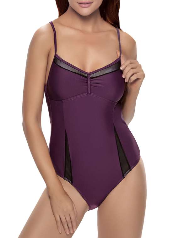 purple solid monokini
