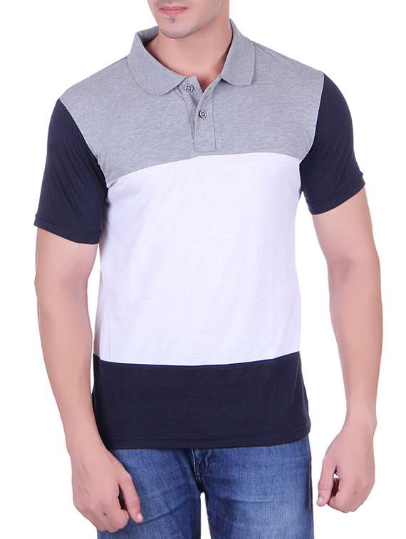 white colour block cotton t-shirt