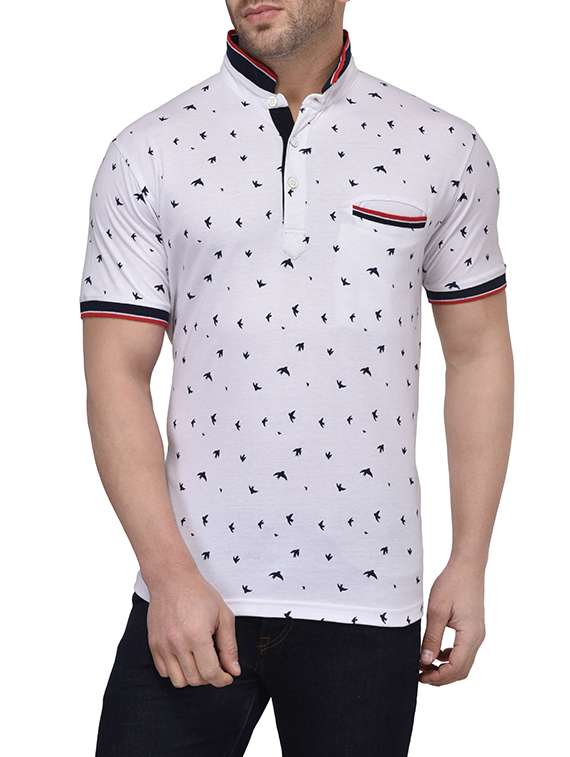 white cotton printed t-shirt
