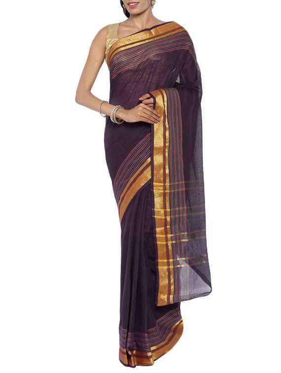 purple cotton pochampalli saree