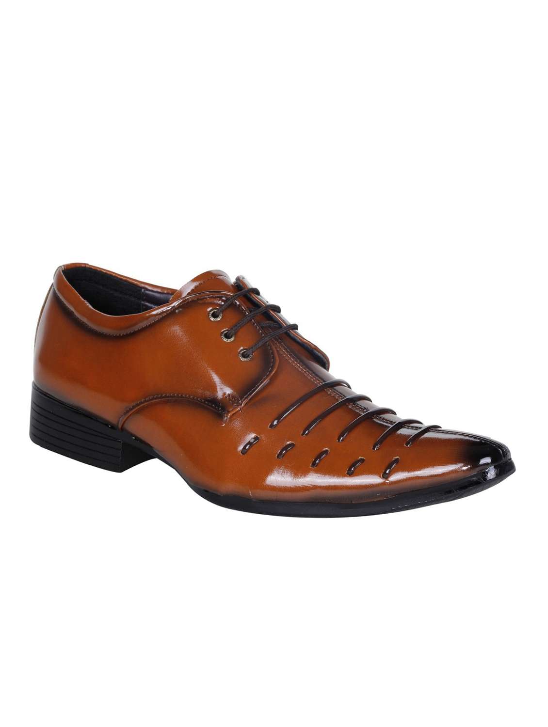 tan leatherette lace up derby