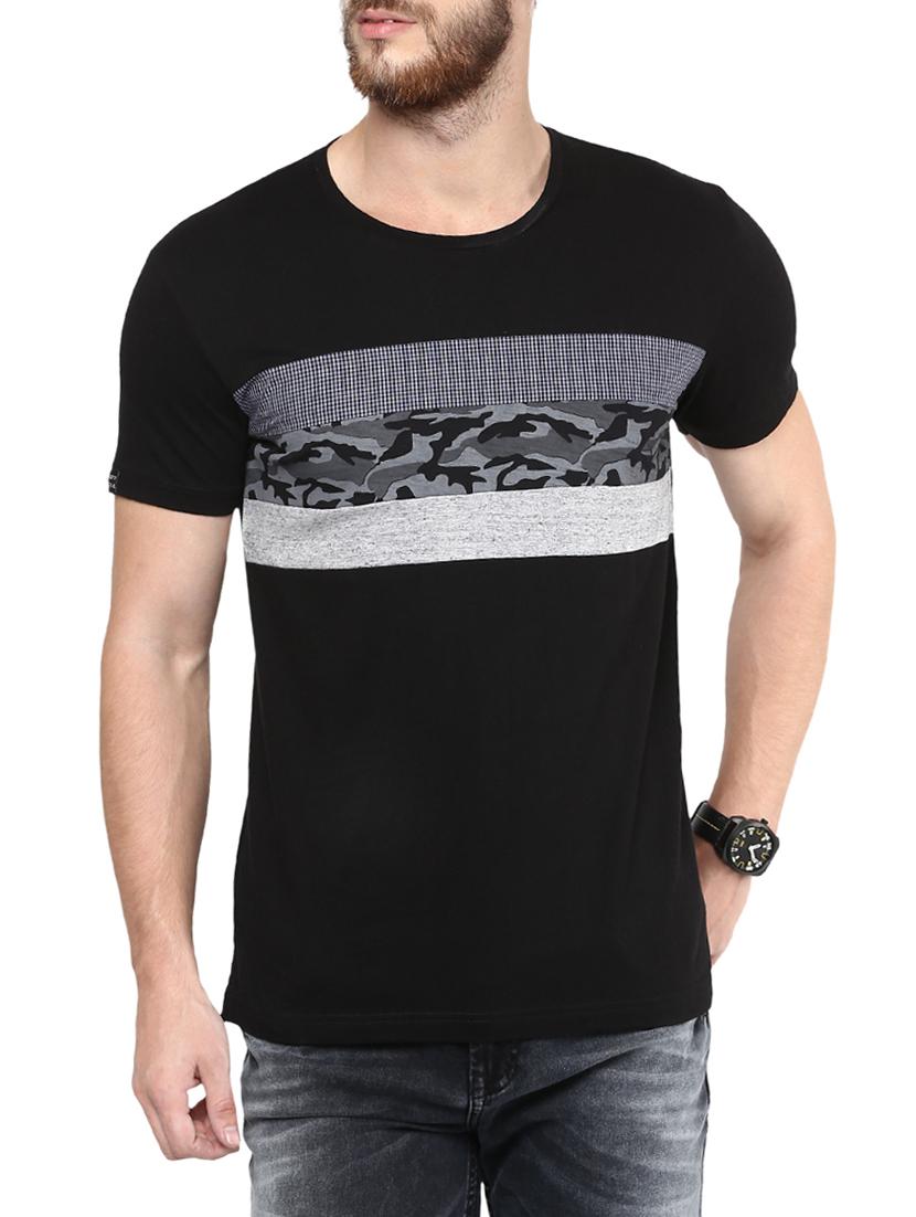 mufti mens black mid rise slim fit tshirts - 13119227 - Zoom Image - 0