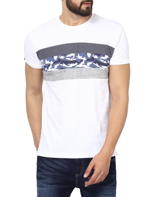 white cotton chest print t-shirt - 13119228 - Standard Image - 0
