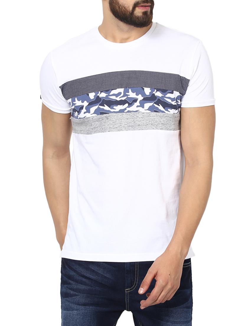 white cotton chest print t-shirt - 13119228 - Zoom Image - 0