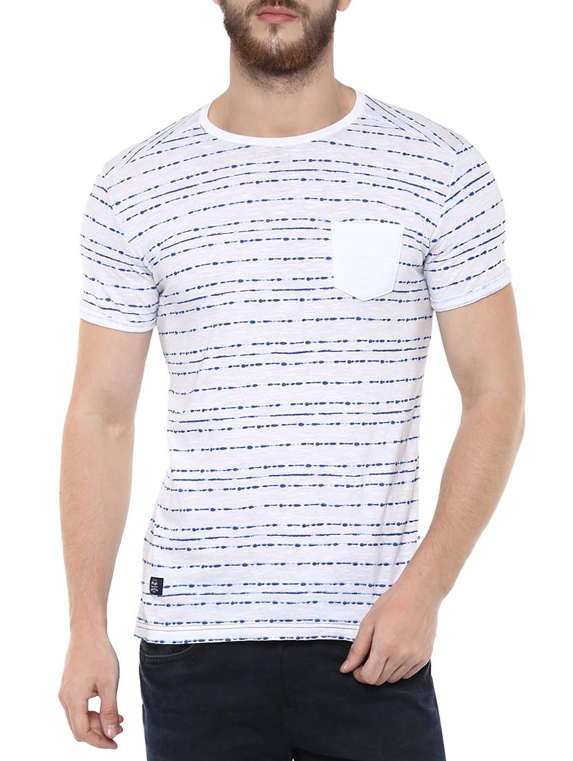 mufti mens white mid rise slim fit tshirts - 13119233 -  Zoom Image - 0