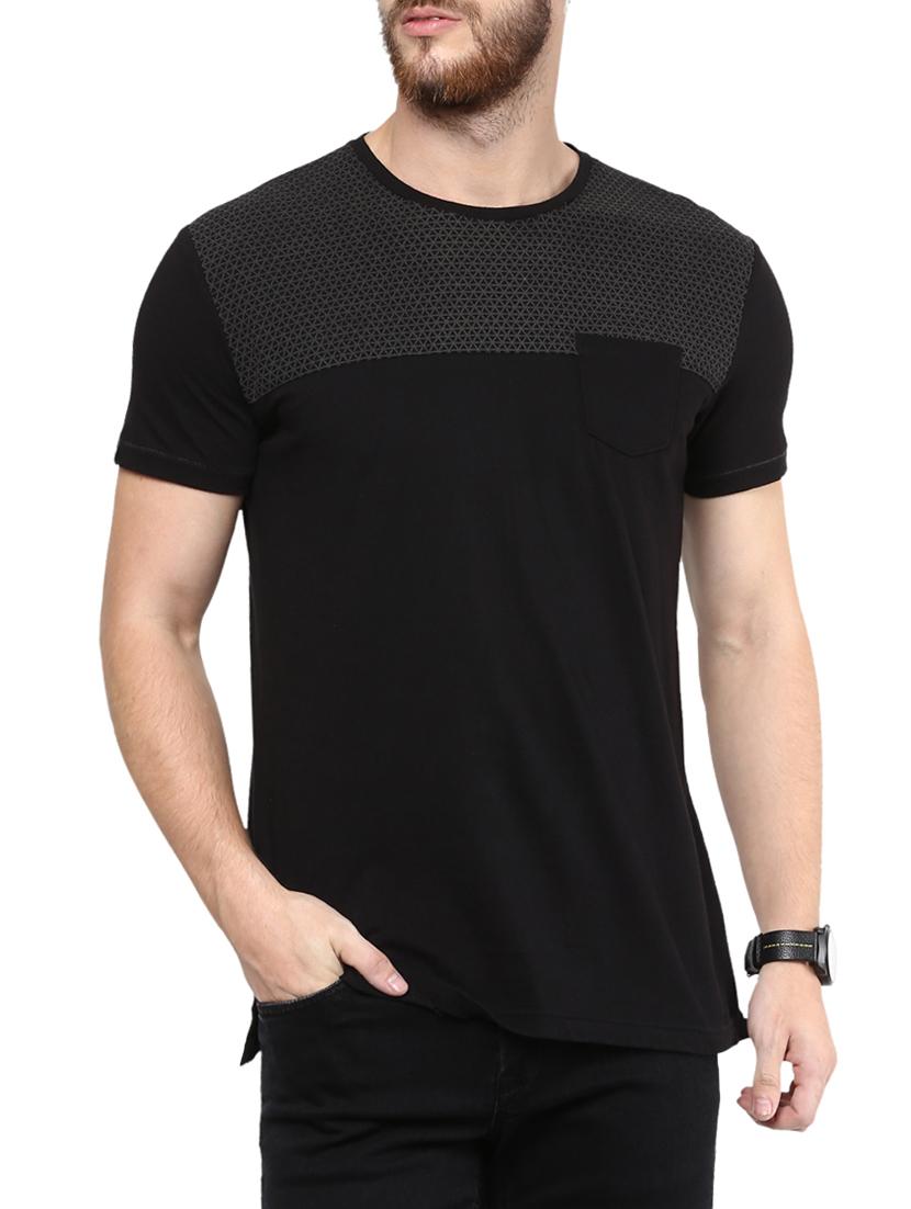 black cotton chest print t-shirt - 13119254 - Zoom Image - 0
