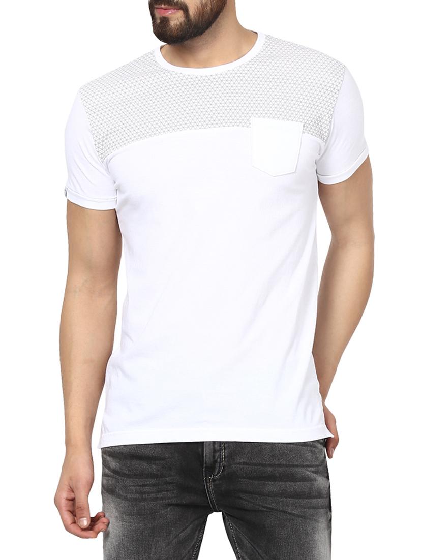 mufti mens white mid rise slim fit tshirts - 13119255 - Zoom Image - 0