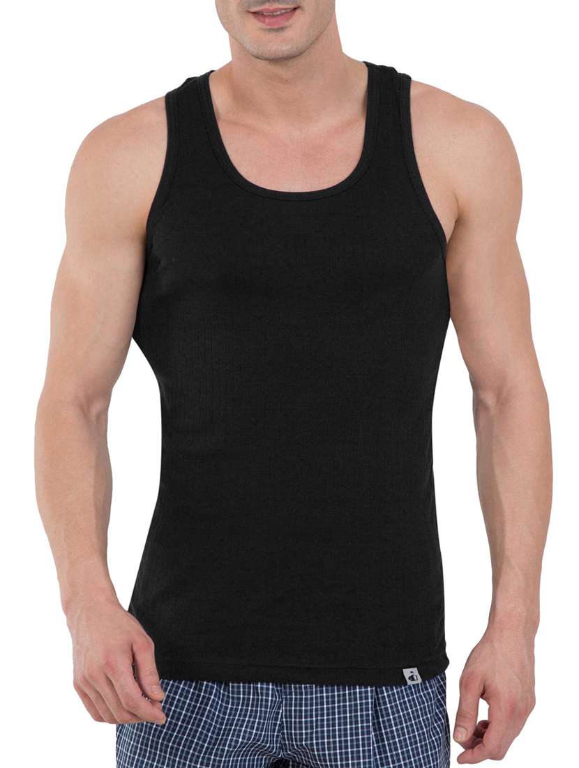 black cotton blend vest