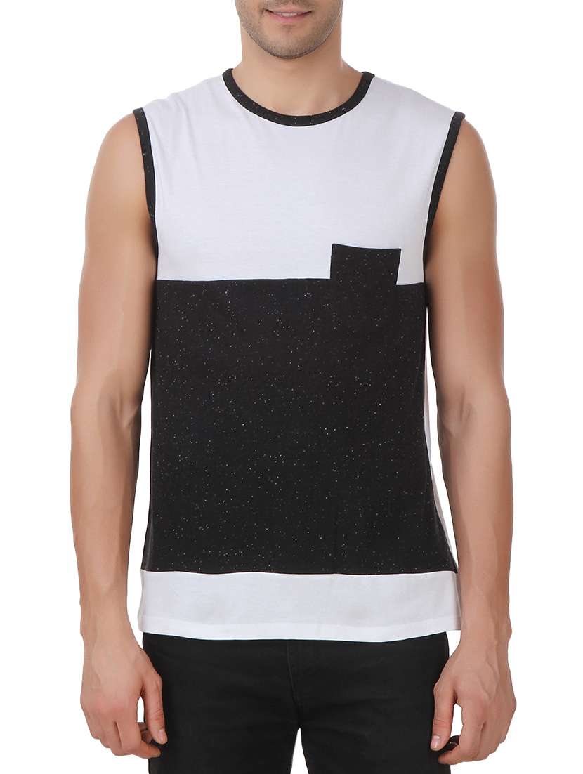 white cotton blend vest