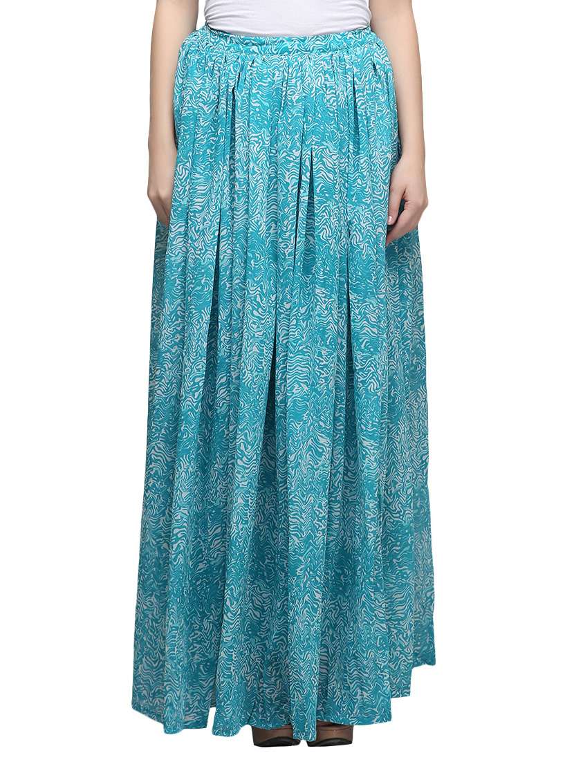 blue georgette long skirts