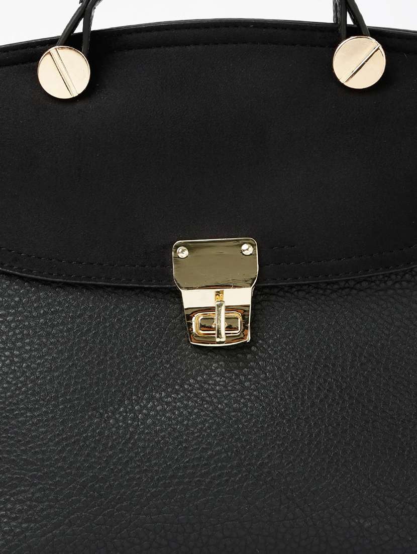 black leatherette handbag - 13128214 - Standard Image - 3