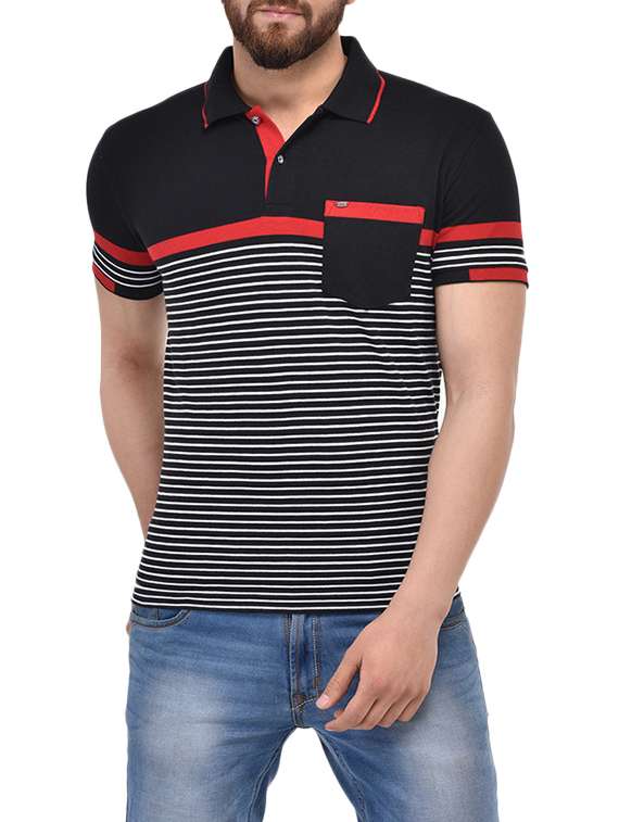 black cotton striped t-shirt
