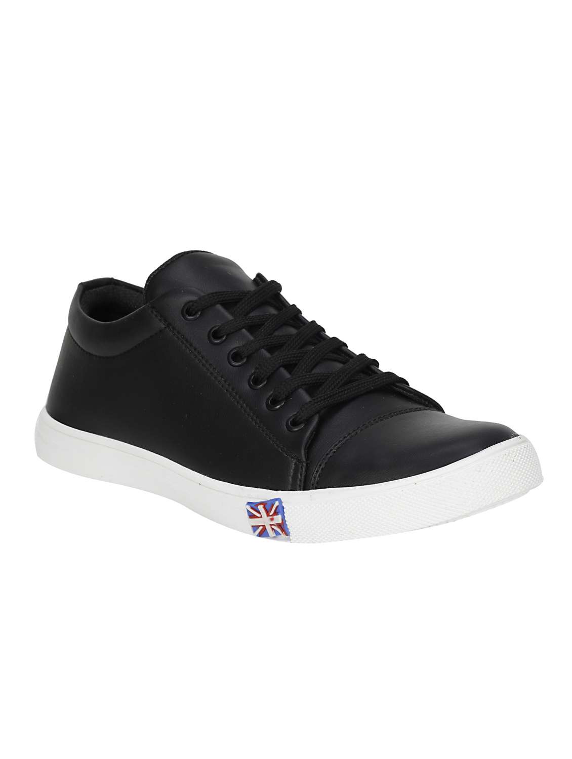 black leatherette lace up sneaker - 13131614 - Zoom Image - 0