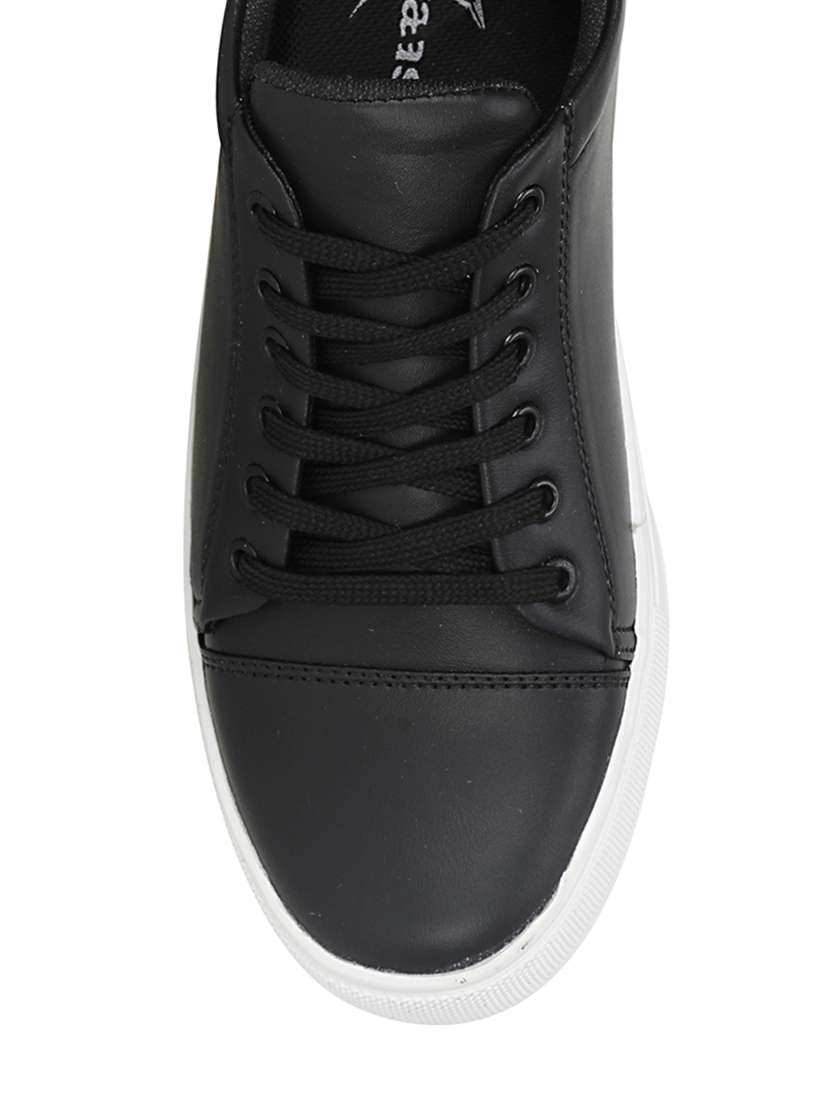 black leatherette lace up sneaker - 13131614 - Standard Image - 3