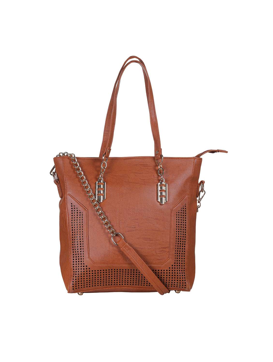 brown leatherette handbag