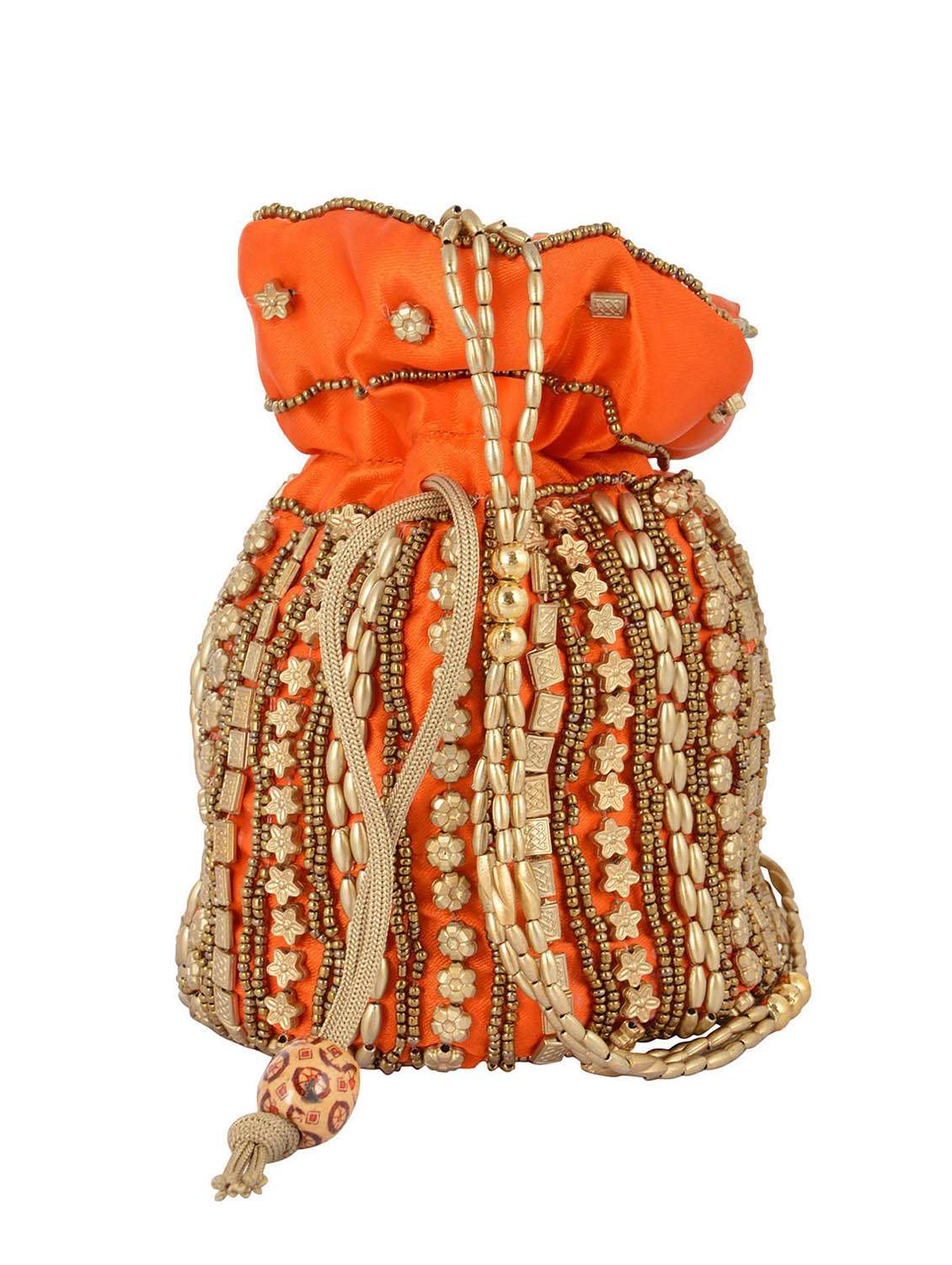 orange silk potli