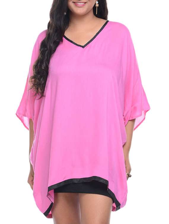 pink and black rayon kaftan
