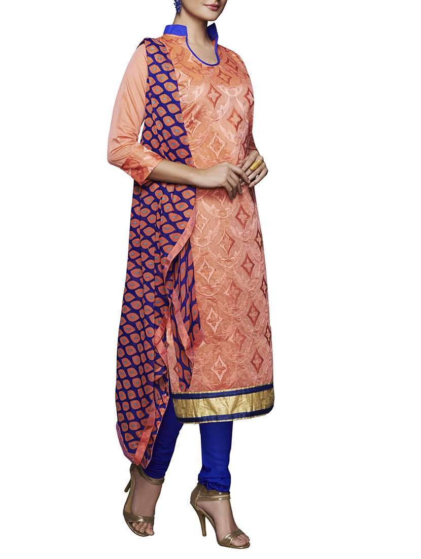orange chanderi suit set