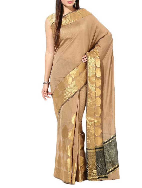 brown cotton saree with blouse