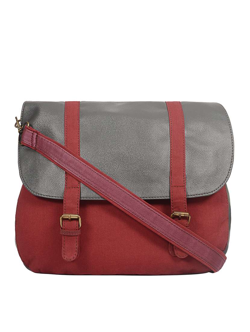 maroon canvas slingbag