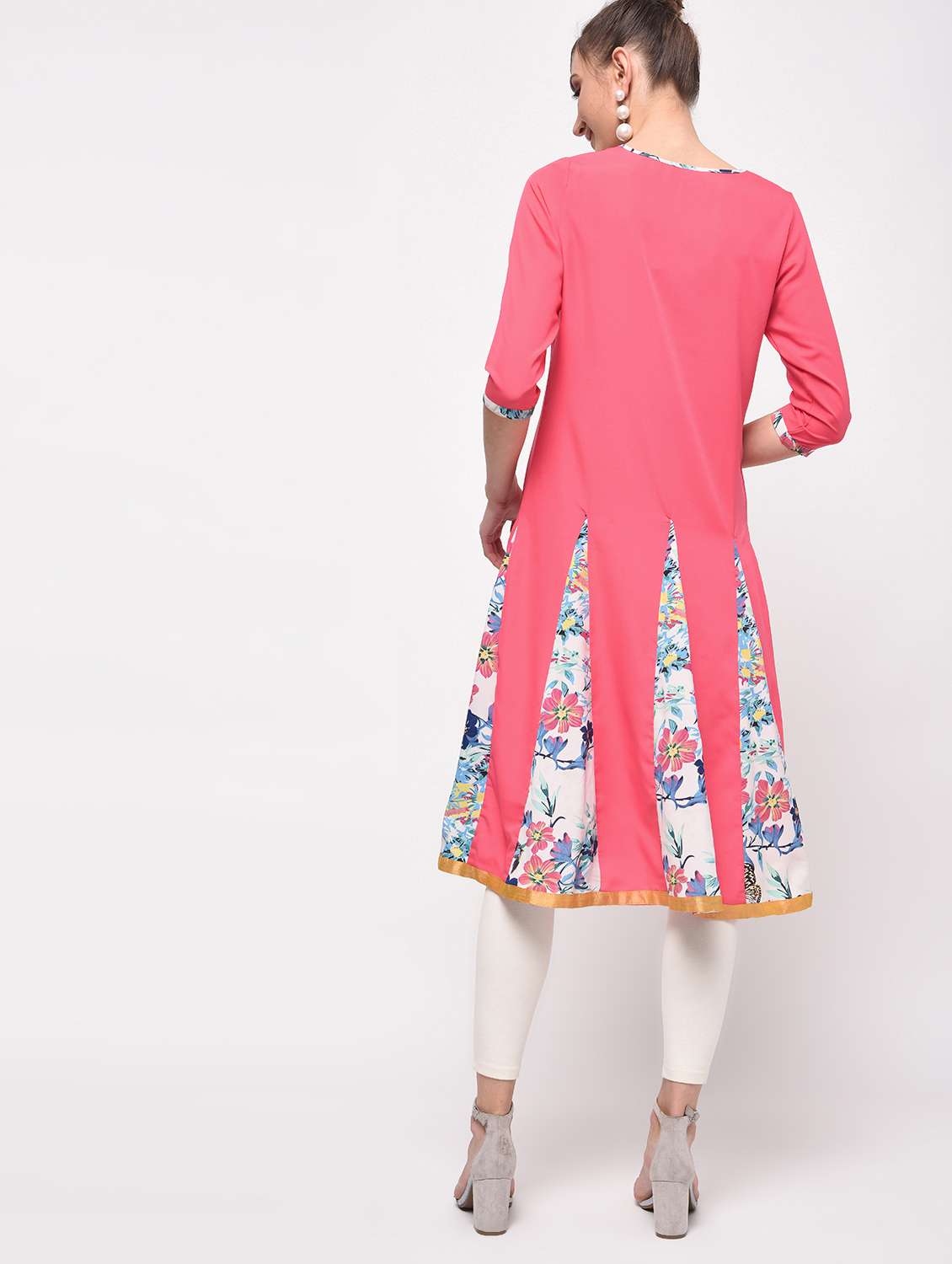 pink crepe anarkali kurta
