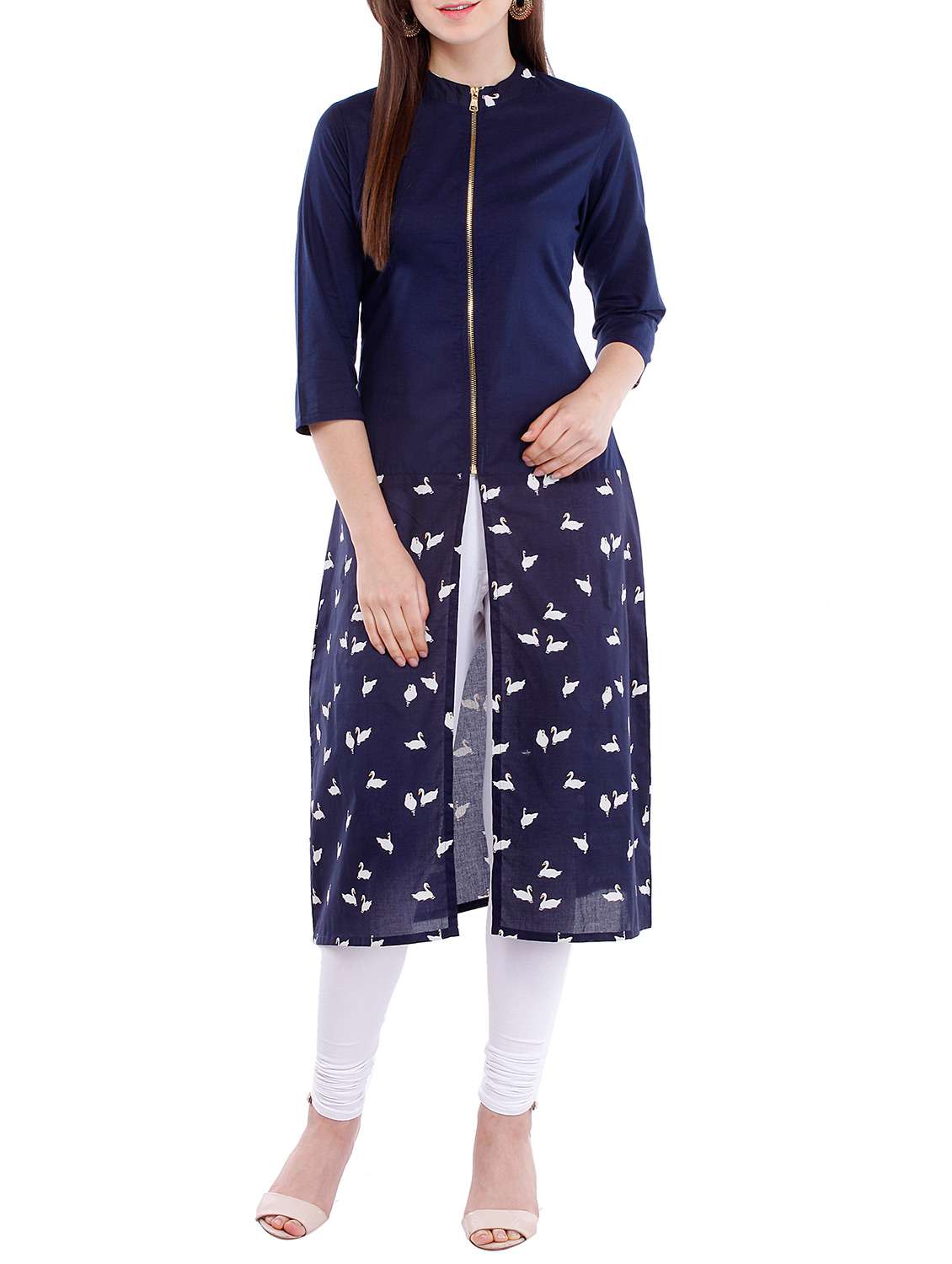 blue cotton aline kurta