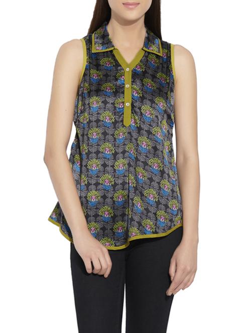 piping detail shirt collar top - 13142016 - Standard Image - 0