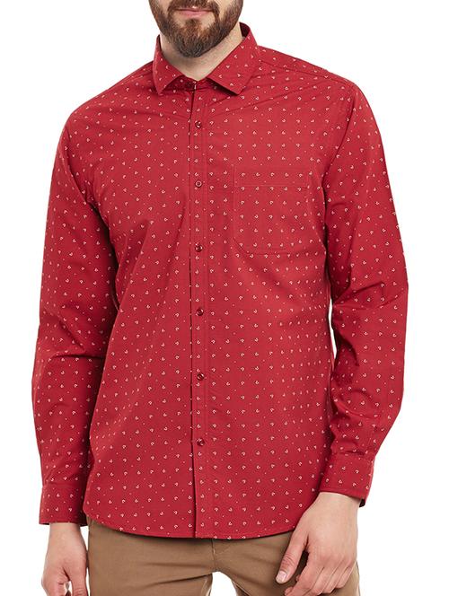 red cotton printed casual shirt - 13144288 - Standard Image - 0