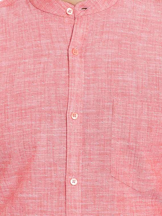 red cotton formal shirt - 13144312 -  Standard Image - 3